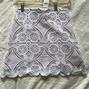 NWT Abercrombie & Fitch white and nude skirt cut out design size 0